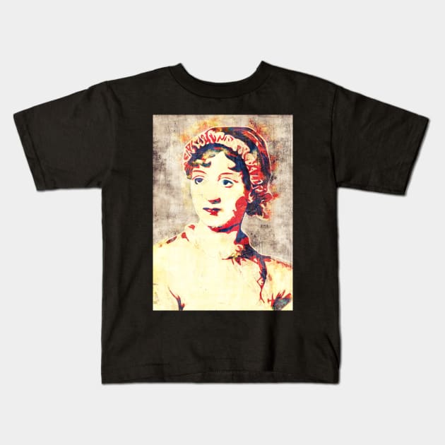 Jane Austen Pop Art Kids T-Shirt by Nerd_art